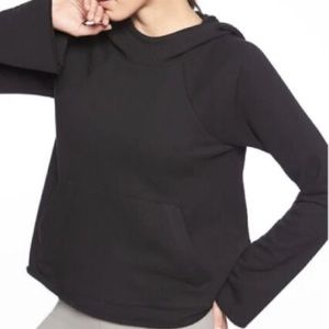 Athleta French Terry Cropped Black Sz Large Hoodie Scuba Style Hood Wide Sleeve